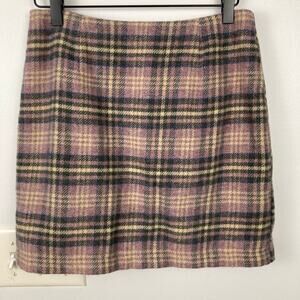 Vintage Womens 6 Wool Blend Pink Plaid Mini Skirt Preppy Soft Girl Academia FLAW